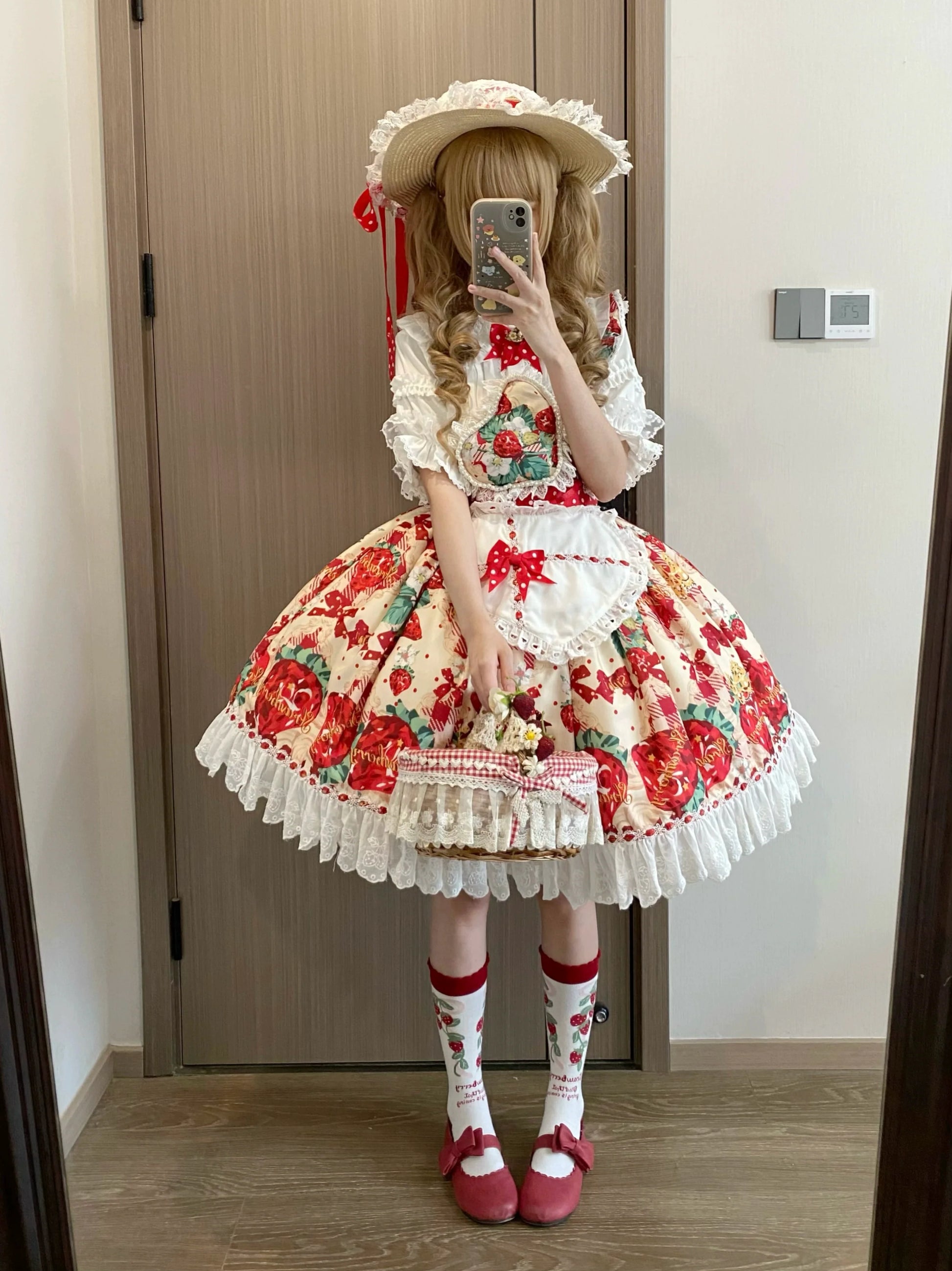 Suiyi - Crown Strawberry - Sweet Lolita Salopette Dress Suit, Single Strap