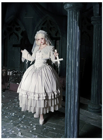 With PUJI - Letter and Poetry ﾂｷ Humanoid Robot - Silver Gothic Lolita Mermaid Skirt Set