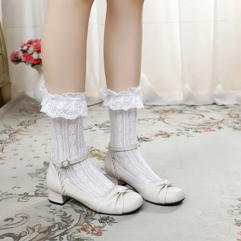 Sosic - Shell Dew - Sweet Lolita Bow Round Toe Shoes