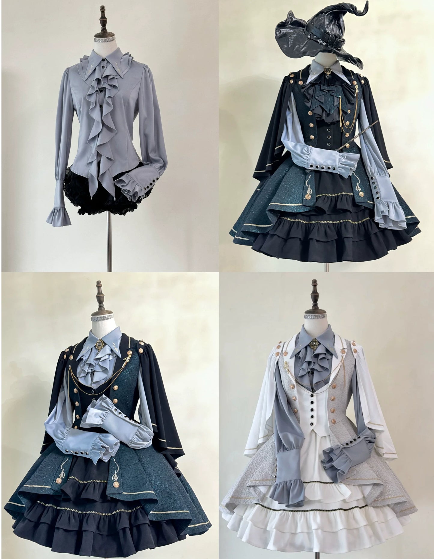 SilentMars - Fallen Moon Rule - Military Lolita Shirt Set Retro Knight Style Blouse