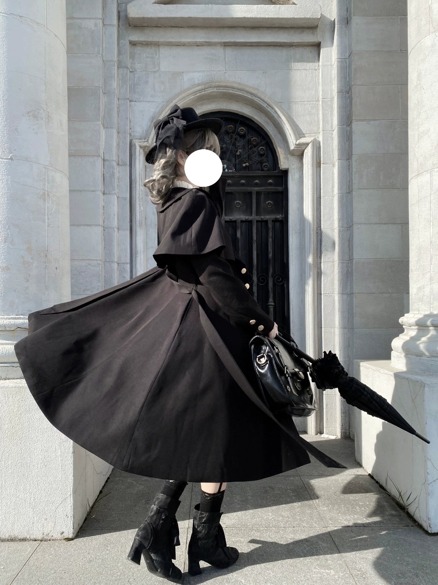 Uncle's Workshop - Rich Heiress - Elegant Black Lolita Coat with Detachable Cape