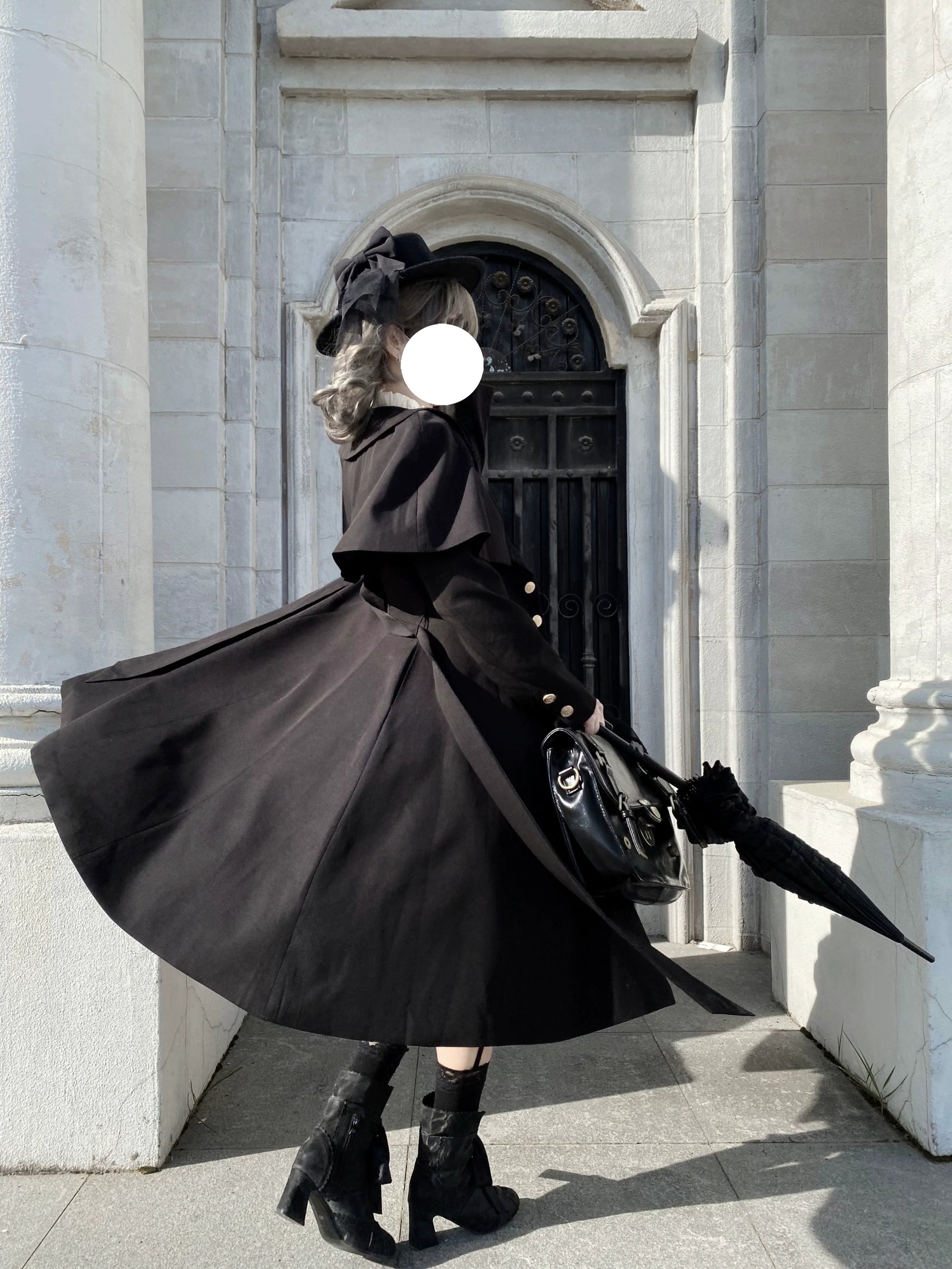 Uncle's Workshop - Rich Heiress - Elegant Black Lolita Coat with Detachable Cape