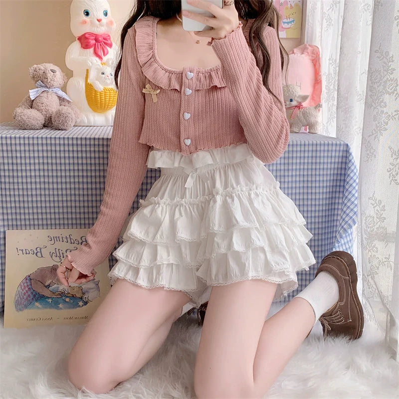 Sugar Girl - Cotton Lolita Bloomer, Loose Ruffled Hem Petticoat