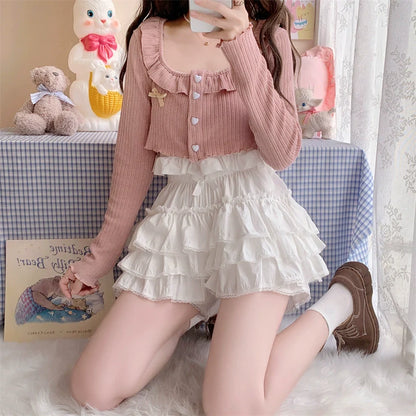 Sugar Girl - Cotton Lolita Bloomer, Loose Ruffled Hem Petticoat