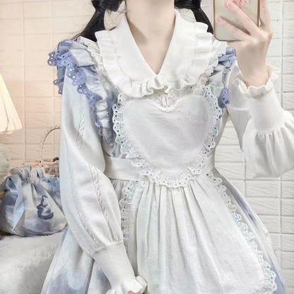 MIST - Japanese Style Lolita Sweater Puff Sleeves Knit Undershirt