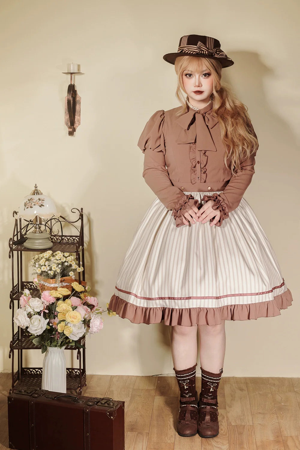 Miss Point - Classical Chocolate - Classic Lolita Skirt Elegant Striped SK