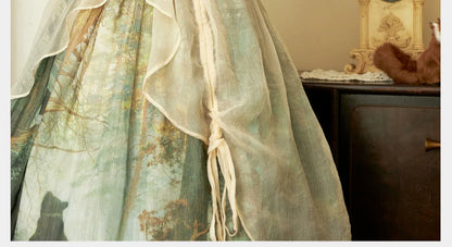 Cyan - Morning of Pine Forest - Elegant Lolita Bear Print Skirt