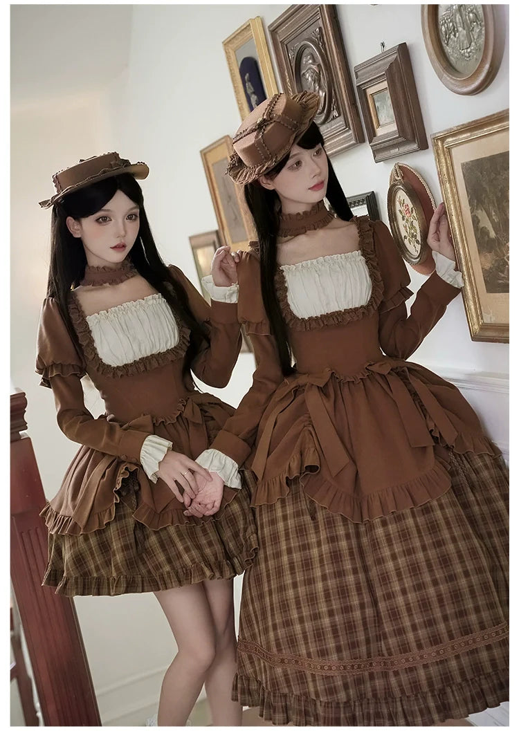 With PUJI - Oak Hymn - Classic Lolita Plaid OP Suit, Side Zipper