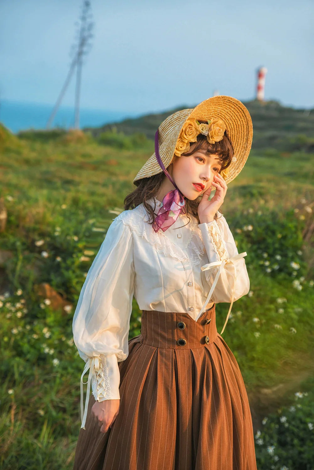 Miss Point - Rose Doll - Elegant Lolita Striped Fishbone Skirt