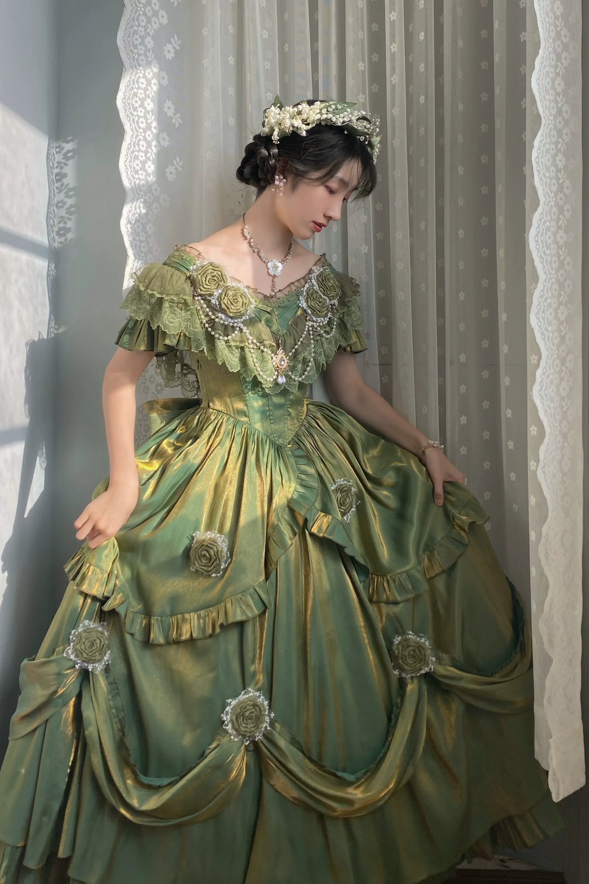 Meowing and fruity - Tana Manor - Classic Lolita OP Dress, Floral Decoration