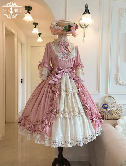 Miss Point - Lilyka Garden - Classic Lolita OP Dress Set Elegant Floral Wall Princess Sleeve