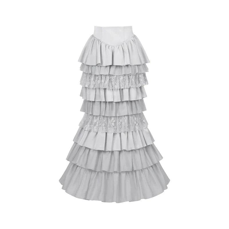 With PUJI - Letter and Poetry ﾂｷ Humanoid Robot - Silver Gothic Lolita Mermaid Skirt Set