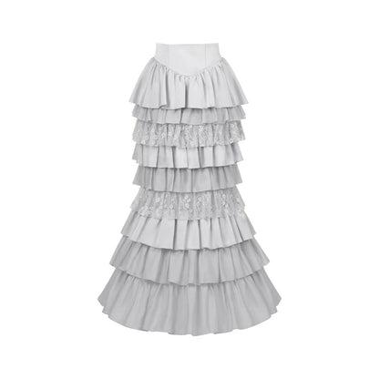 With PUJI - Letter and Poetry ﾂｷ Humanoid Robot - Silver Gothic Lolita Mermaid Skirt Set