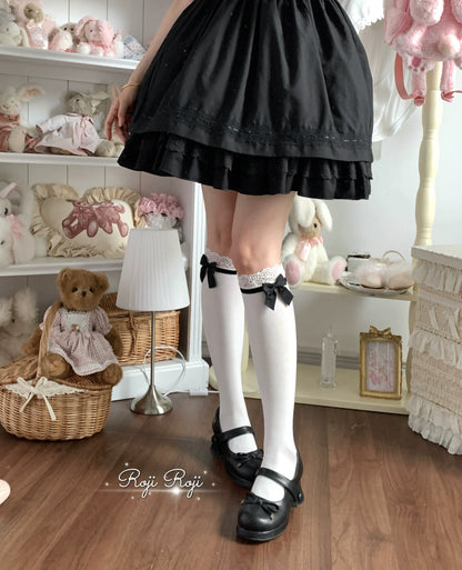 Roji Roji - Sweet Lolita Socks With Lace & Bow Details