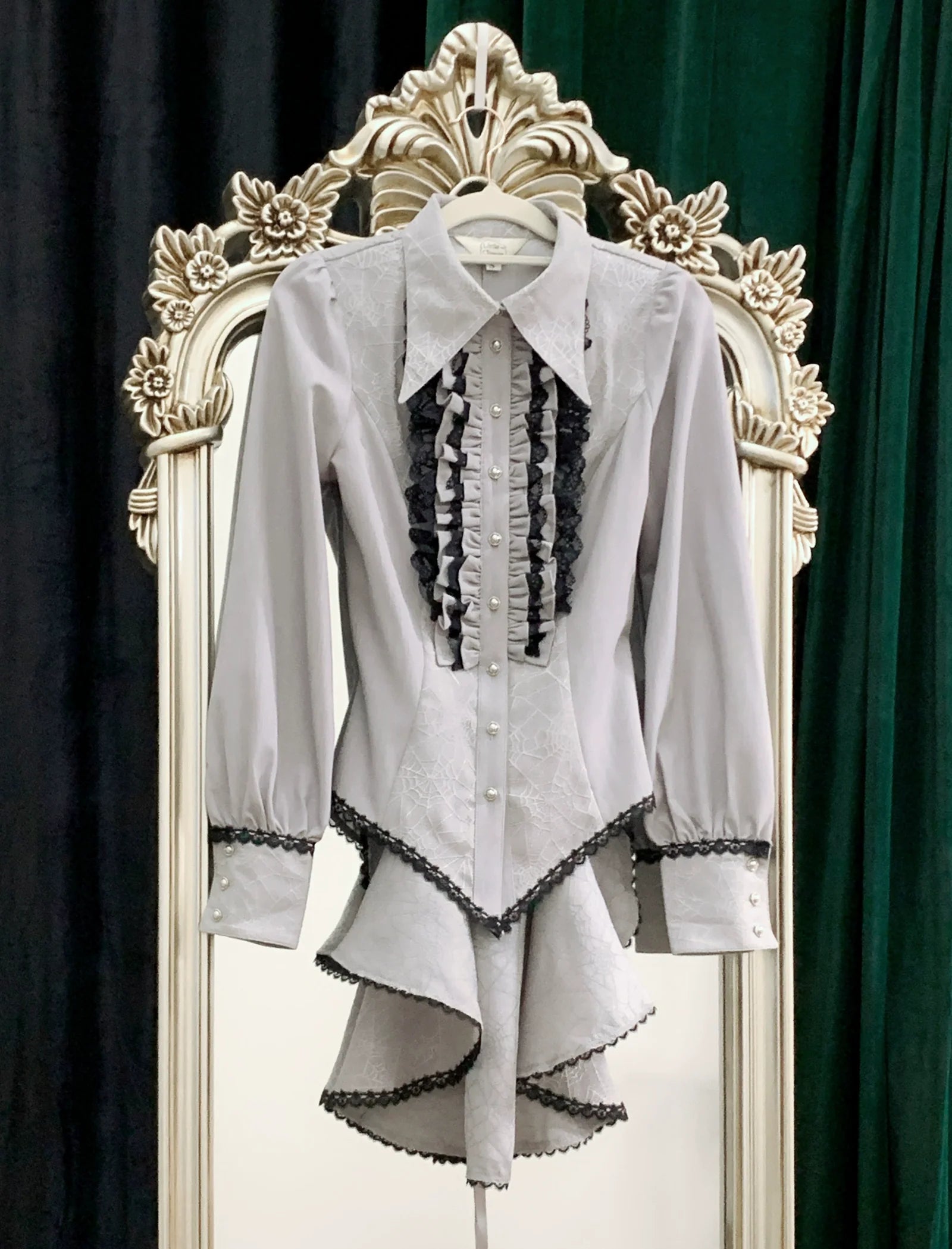 Little Dipper - Cold Rice - Ouji Lolita Shirt With Spiderweb Pattern in Several Versions