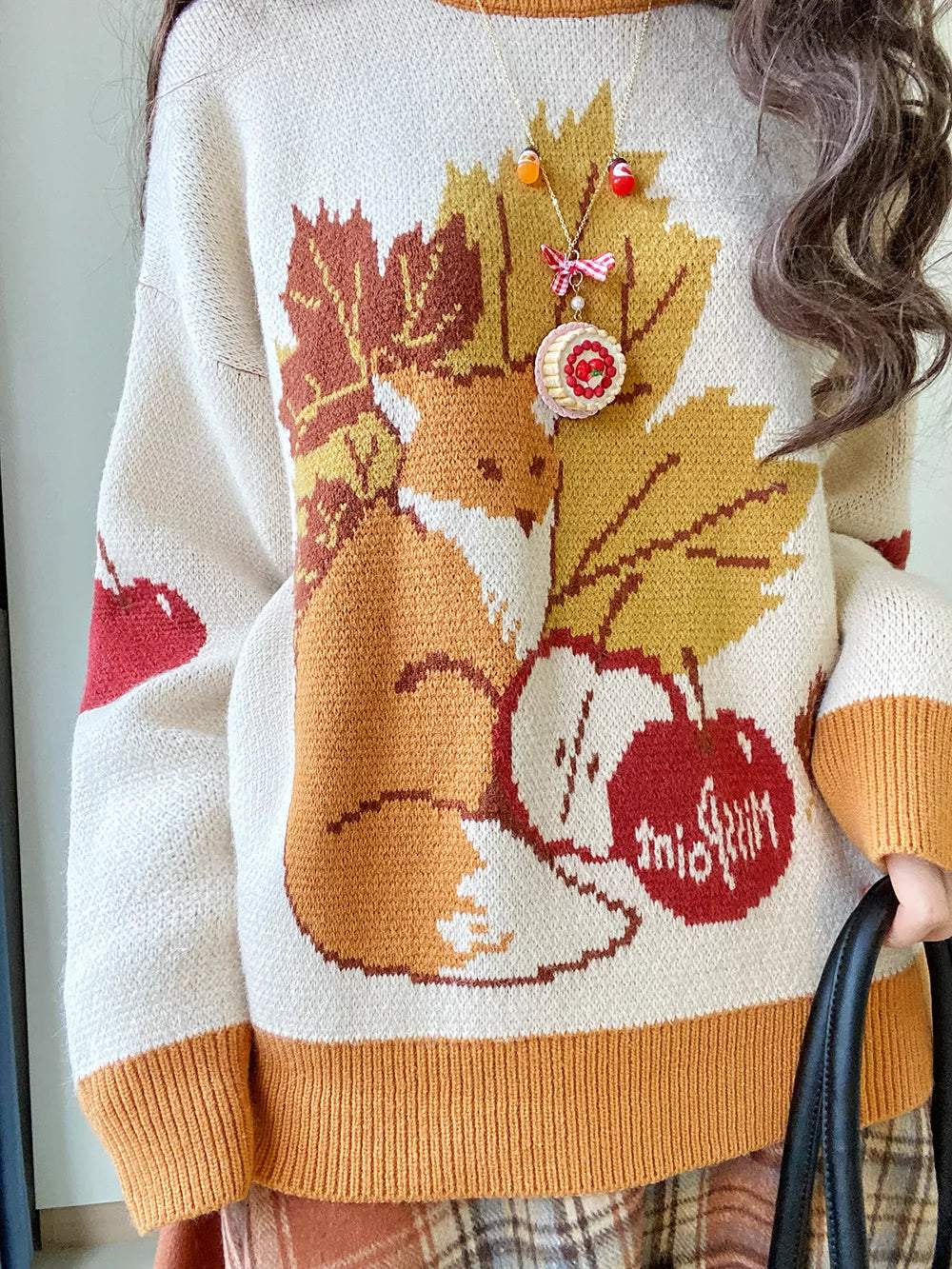 Miss Point - Chubby Fox in the Forest - Kawaii Lolita Sweater Customized Winter Lolita Couple Outfit
