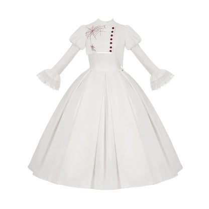 With PUJI - Enigmatic Night Poem - Halloween Gothic Lolita Fishbone Bustier Dress Embroidered Coat