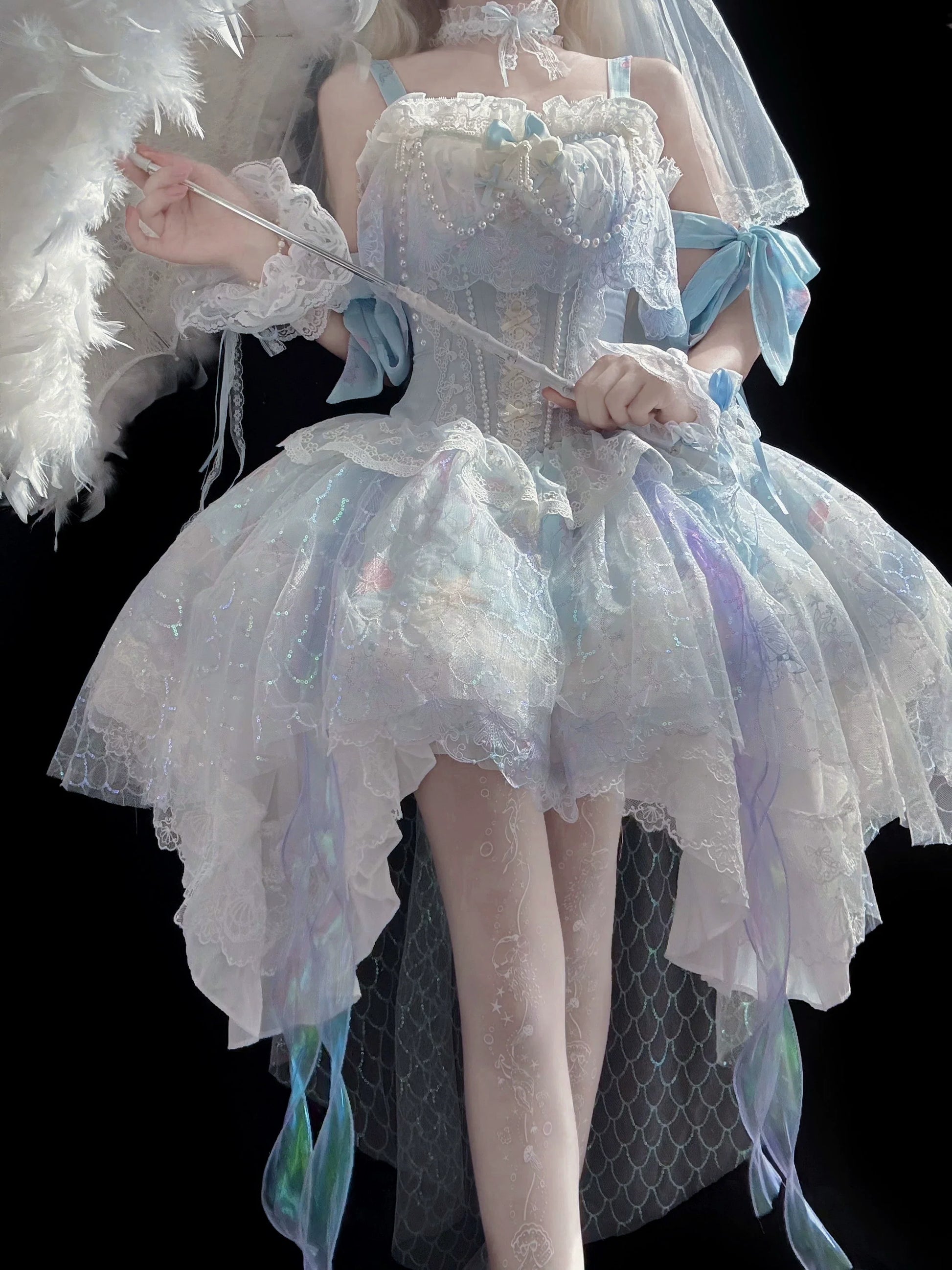 Qianmu - MermaidTears - Wedding Lolita JSK Dress, Ocean Theme