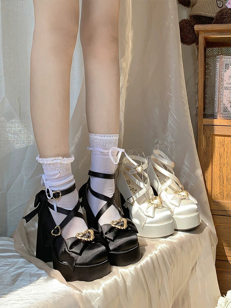 Cheesecake - Mousse Heart - Sweet Lolita High Heel Shoes Mary Jane Love Heel Shoes