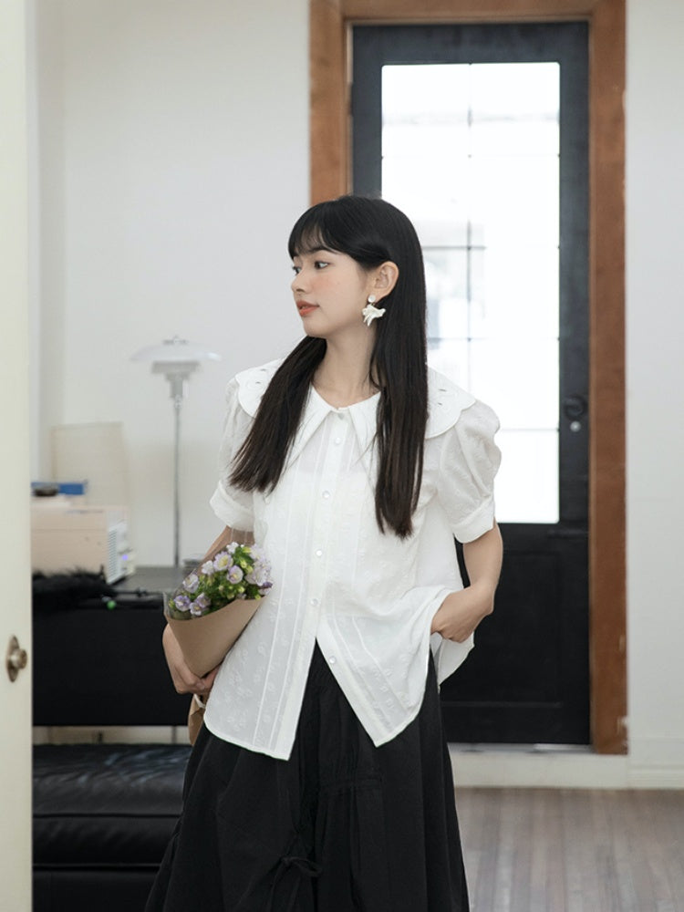 Embroidered Butterfly Lapel Blouse【s0000001736】