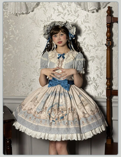 Alice Girl - Sea Salt Fairytale - Sweet Doll-like Lolita OP Animal Printed Lolita Dress