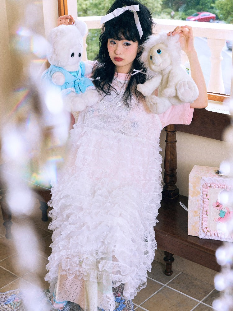 Mesh Lace Hem Dress【s0000002636】