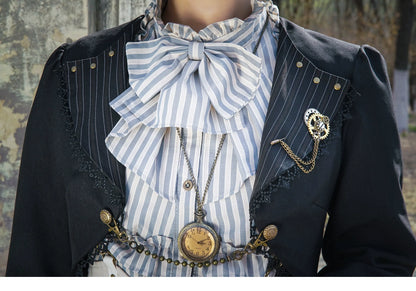 Mr. Yi's Steam Continent - Gothic Lolita Cardigan Long Sleeve Black Short Jacket