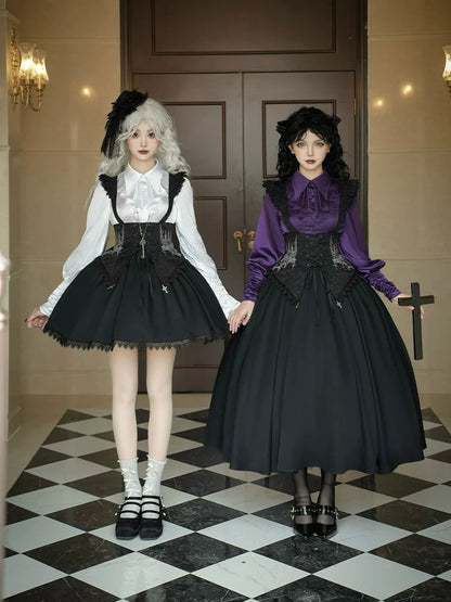 With PUJI - Thorny Night - Gothic Lolita Bust-supporting Skirt With Removable&Adjustable Strap