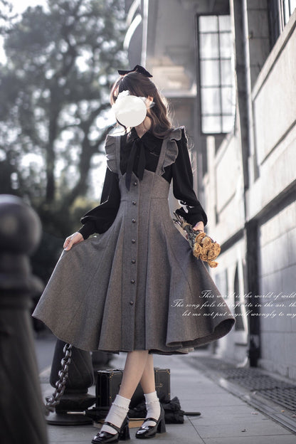 HuTaoMuJK - Serena - Elegant Woolen Lolita JSK Dress Set