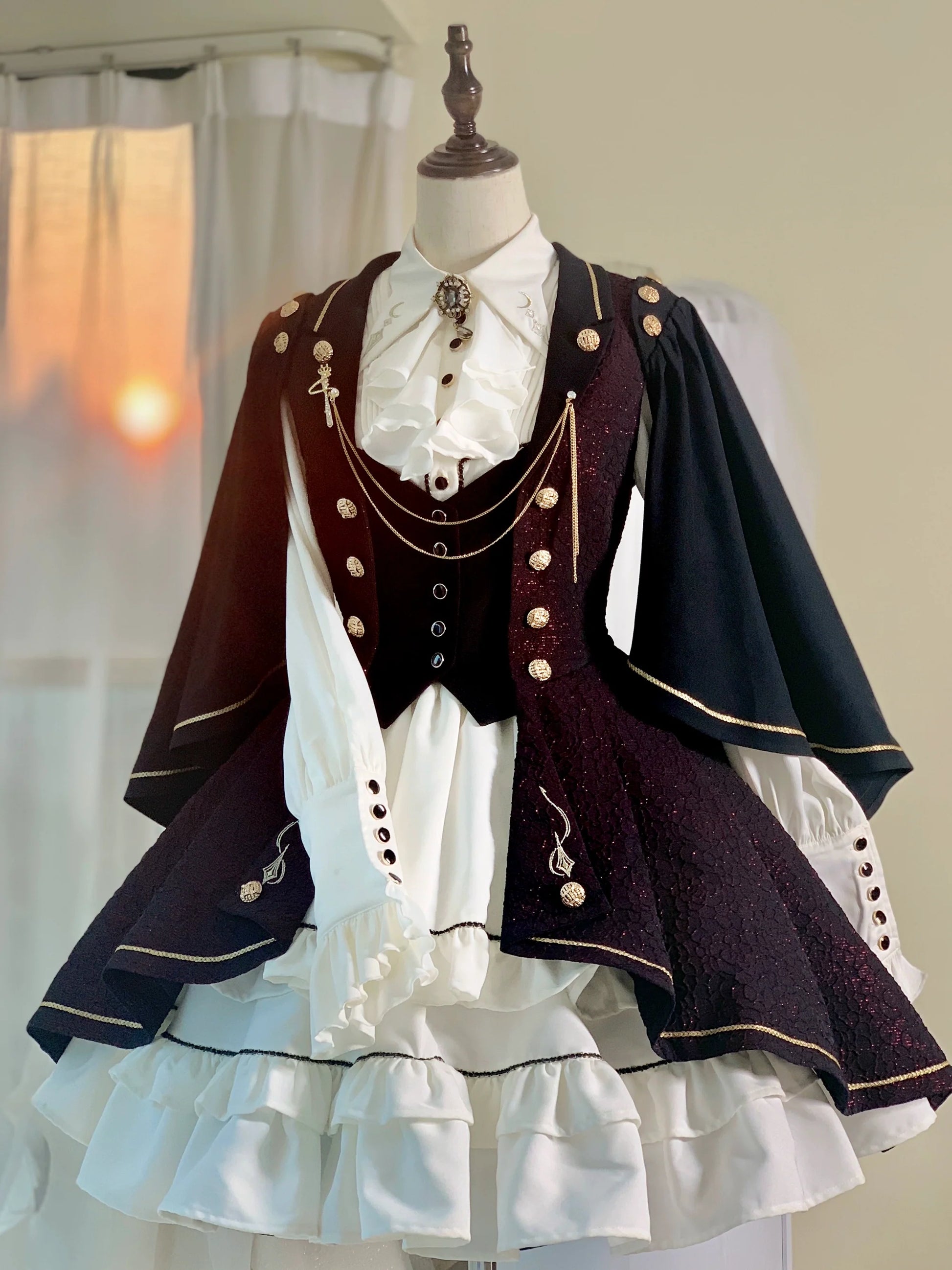SilentMars - Law of the Fallen Moon - Retro Lolita Vest Coat Suit Knight Style Skirt