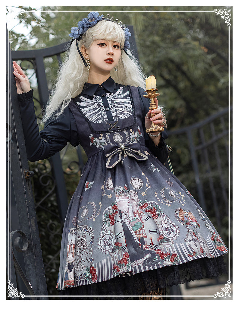 YingLuoFu - Black Fairytale - Gothic Twins Lolita JSK