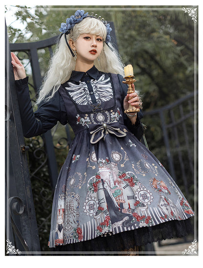 YingLuoFu - Black Fairytale - Gothic Twins Lolita JSK