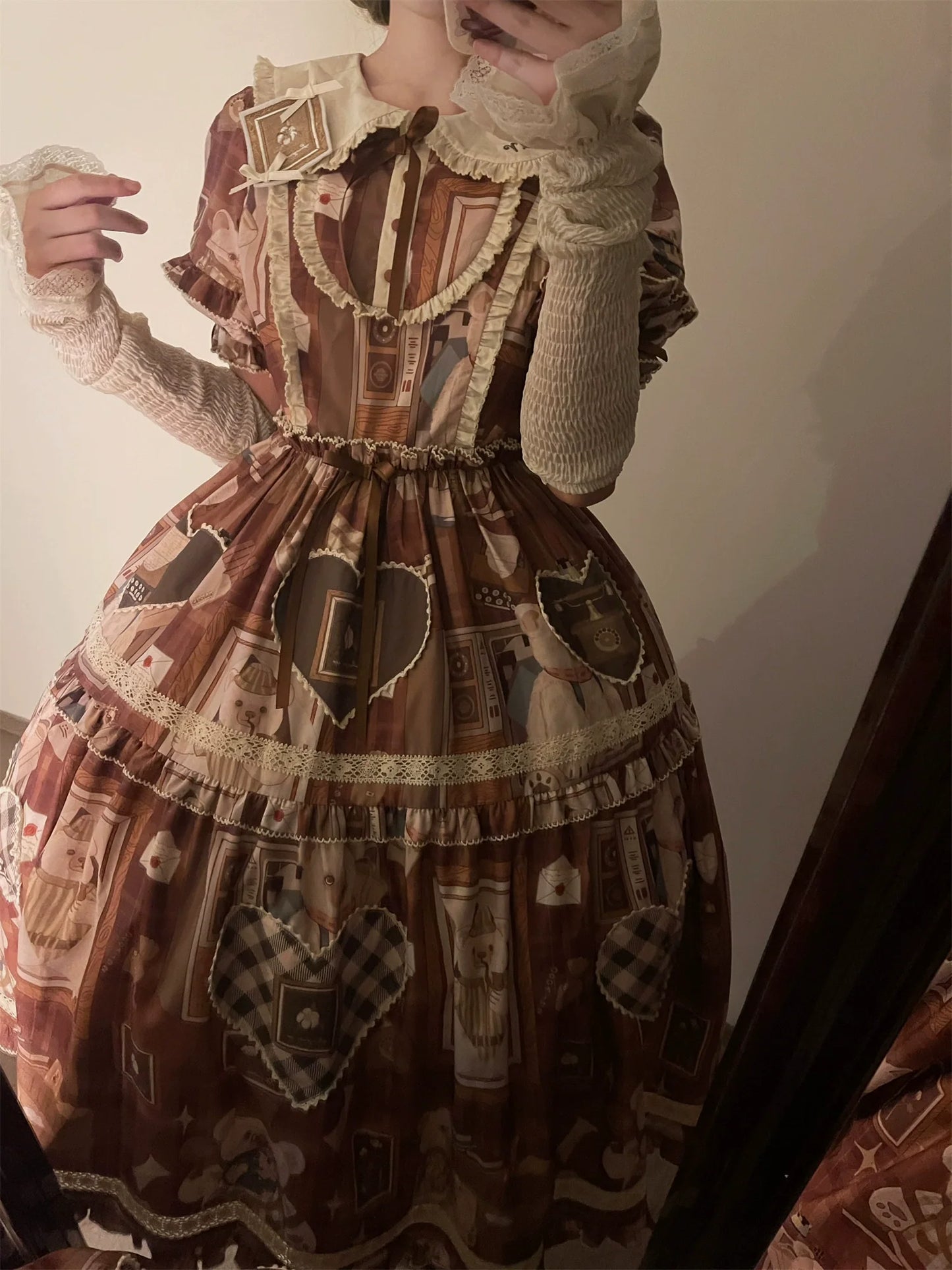 Babyblue - Gretel Bear - Vintage Lolita Dress Teddy Bear Prints Dress