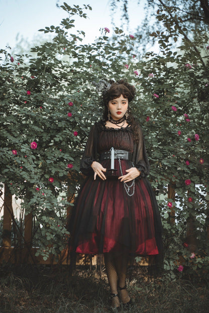 Cornfield Lolita - The Girl Assassin - Halloween Gothic Lolita Irregularly Hemline Dress
