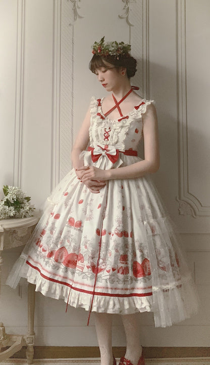 Bodhi Lolita - Strawberry Fruit Tea SP - Apricot Sweet Lolita Jumper Dress