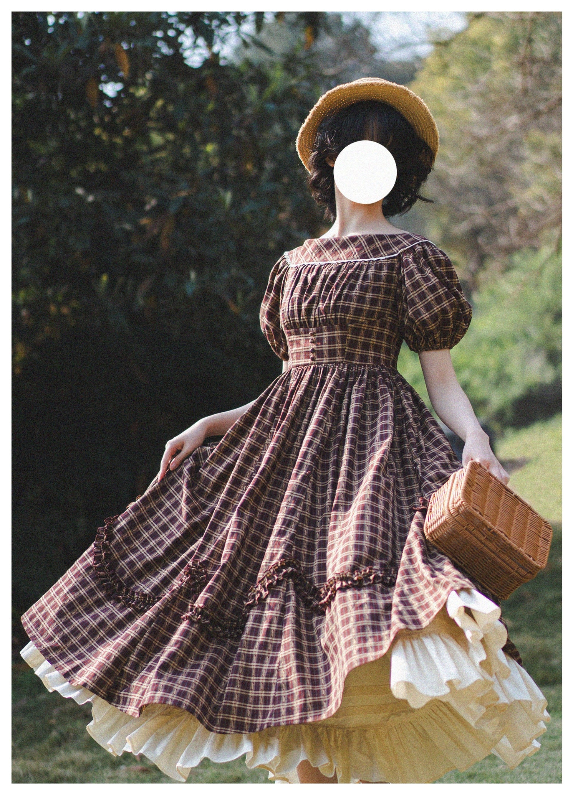 Forest Wardrobe - Forest Picnic - Classic Lolita OP Dress with Off-Shoulder and Lifting Hem