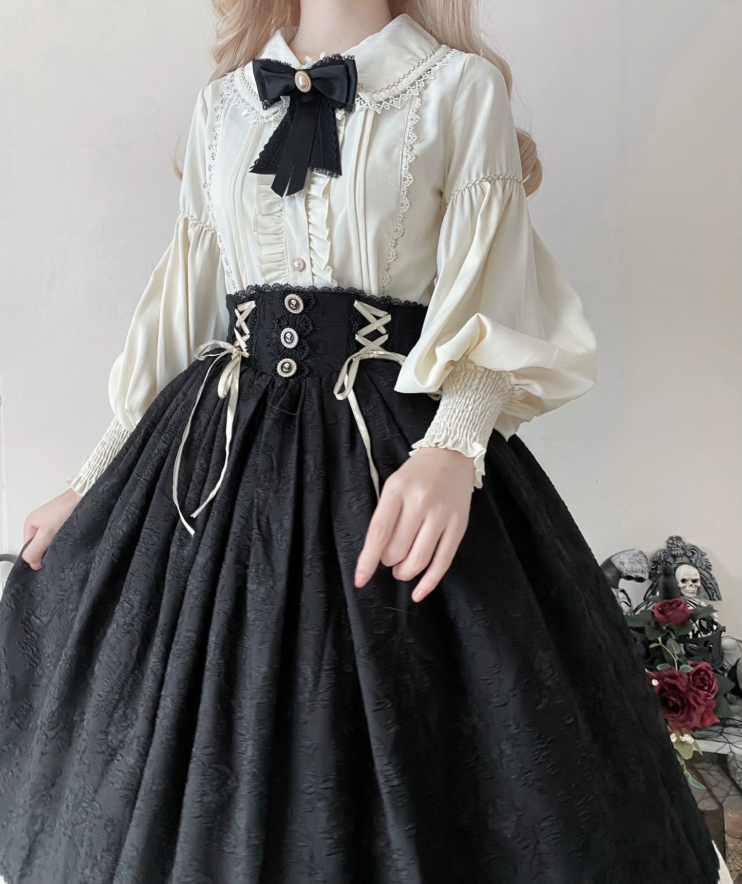 DMFS Lolita - Sweet Lolita Blouse Vintage Mutton Sleeves Winter Lolita Shirt