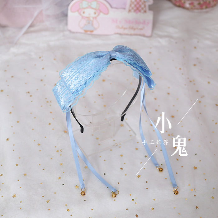 Xiaogui - Kawaii Lolita Bell KC Lace Bow Hair Accessory