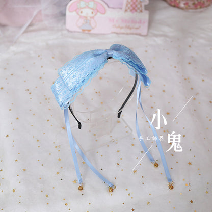 Xiaogui - Kawaii Lolita Bell KC Lace Bow Hair Accessory