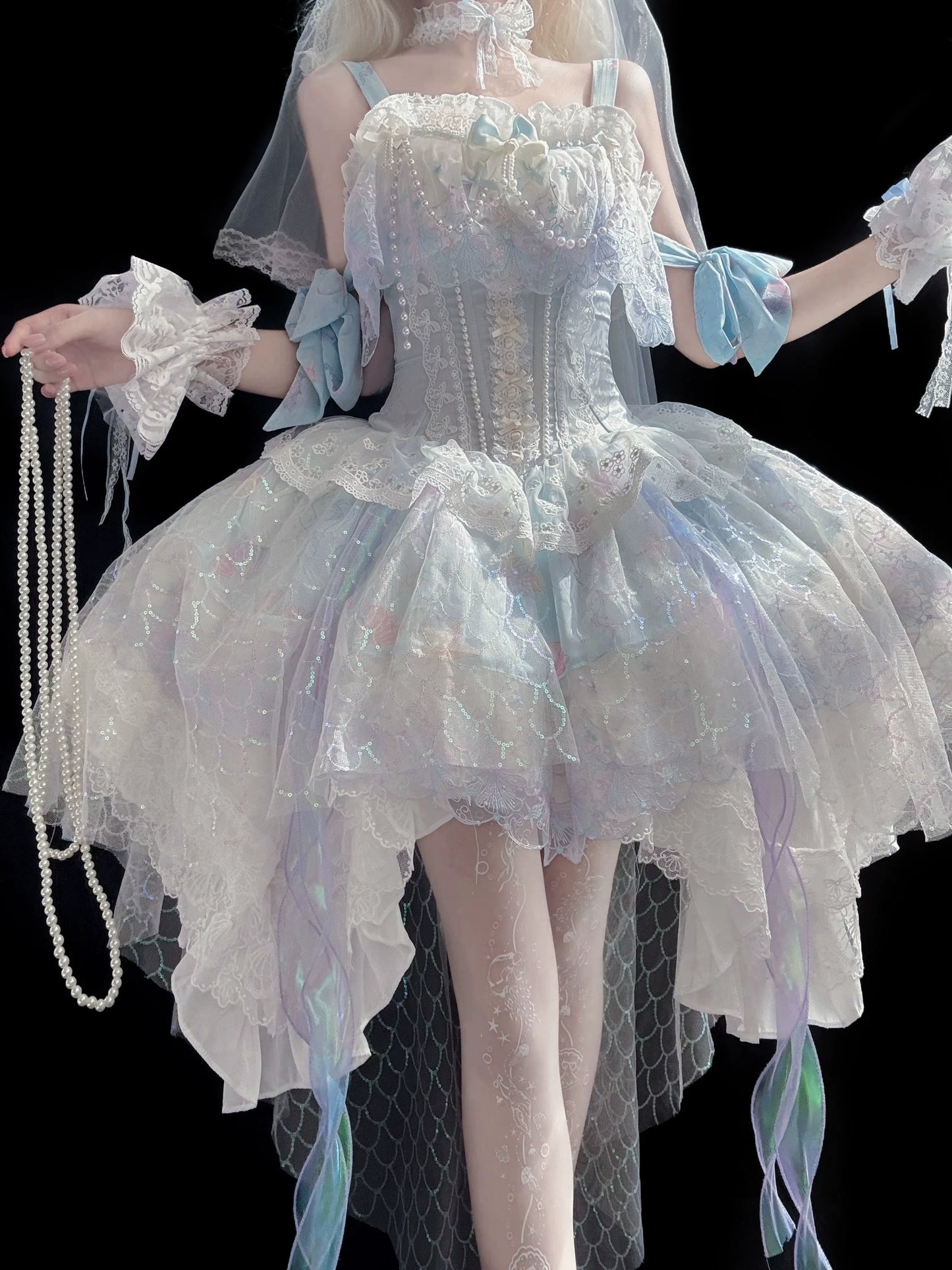 Qianmu - MermaidTears - Wedding Lolita JSK Dress, Ocean Theme