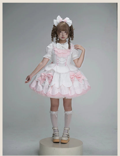 TaTaTa Lolita - Pearl Princess - Old School Lolita Jumper Dress Outfit, Petal Hem