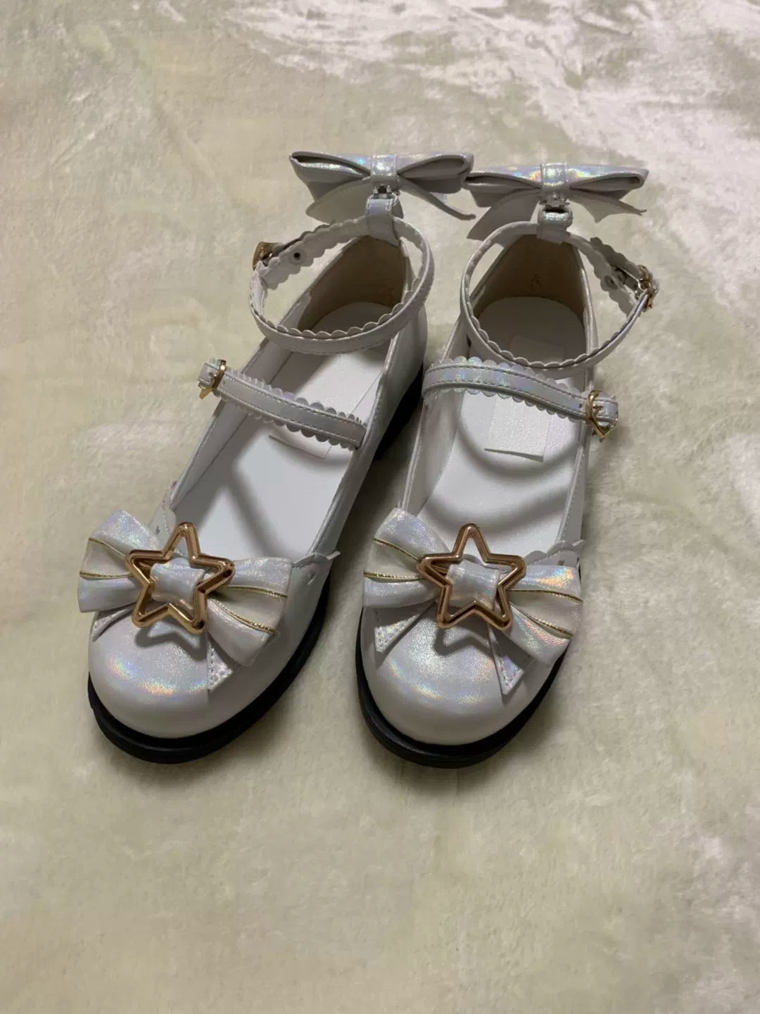 Bubble Cat - Dreamy Starry - Sweet Lolita Shoes Low Heel Bow Shoes