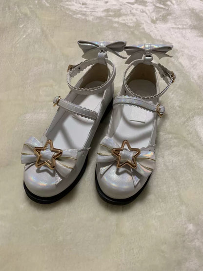 Bubble Cat - Dreamy Starry - Sweet Lolita Shoes Low Heel Bow Shoes