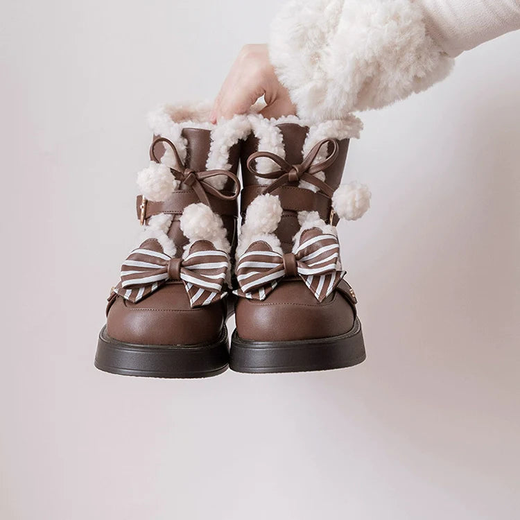 Beauty Bunny - Milk Bear - Winter Lolita Shoes Thick Sole Fleece Snow Boots
