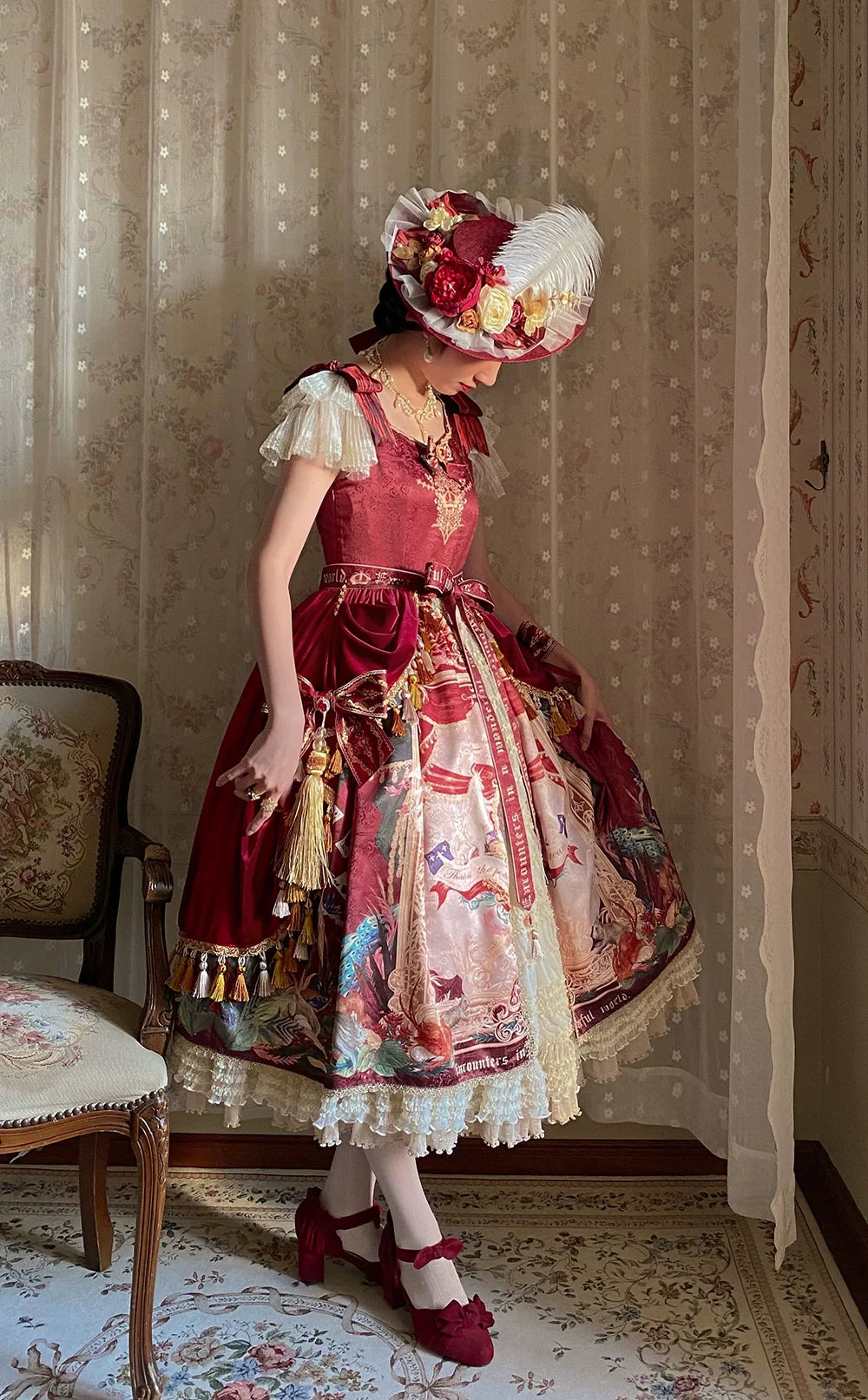 Miss Point - Kaleidoscope - Retro Lolita Headdress Bonnet Set and Necklace