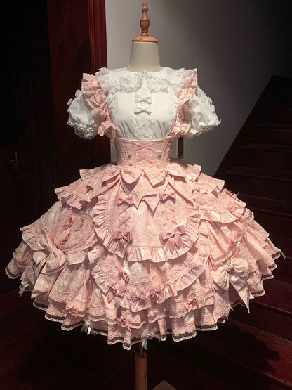 Lost Aqua - Vintage Lolita Dress Set, Cotton Shirt