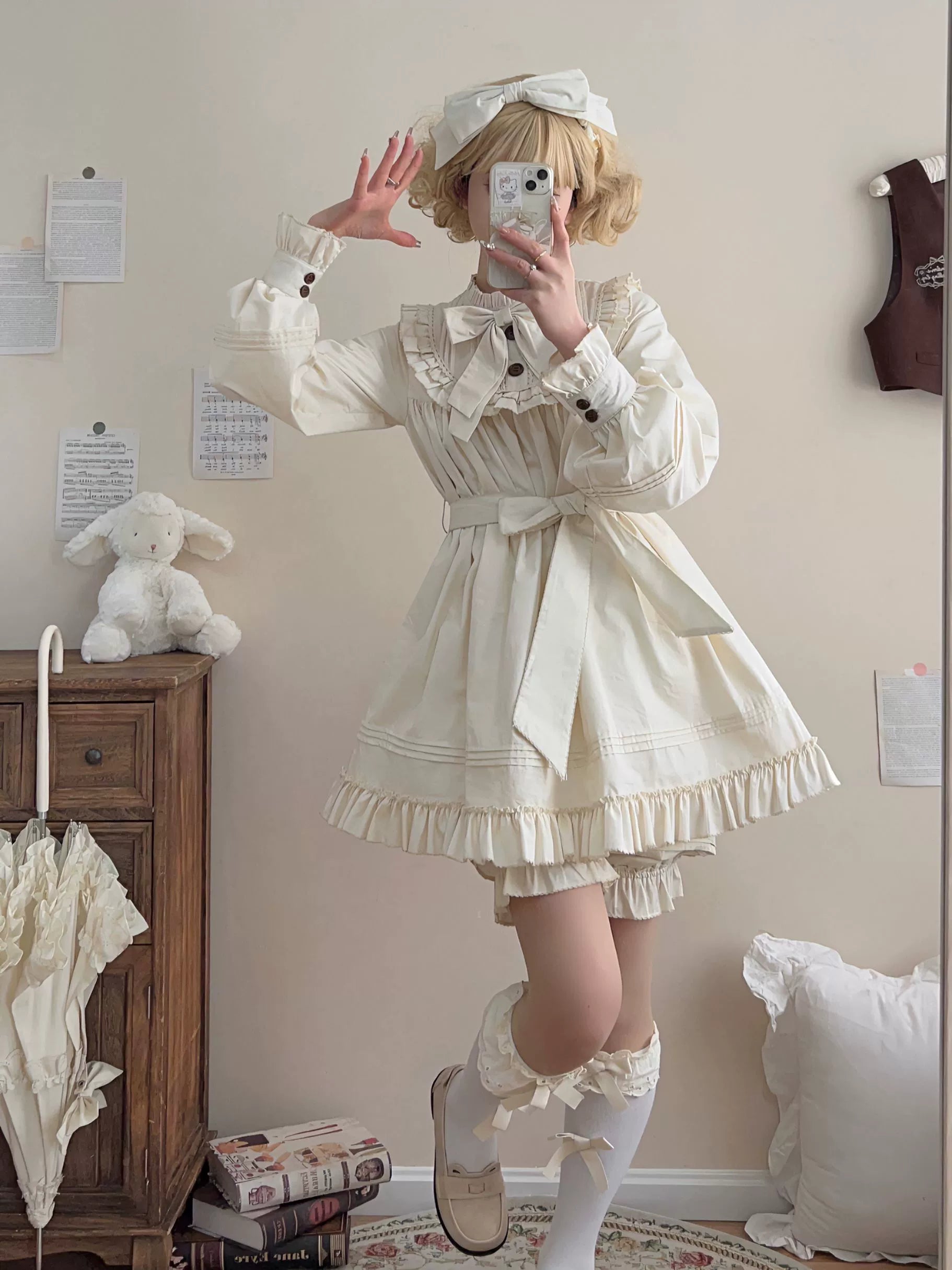 Uncle's Workshop - Lullaby - Cotton Lolita OP Dress Kawaii Lolita Bloomers