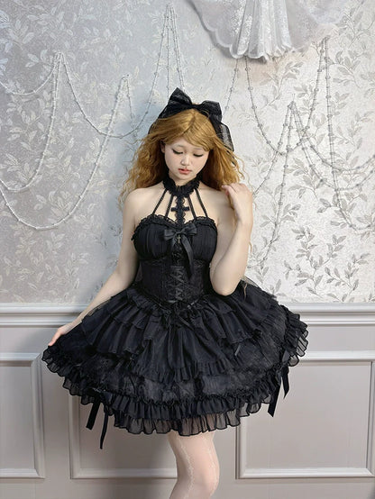 Alice Girl - Cross - Gothic Princess Lolita Corset with Multiple Layers Hem