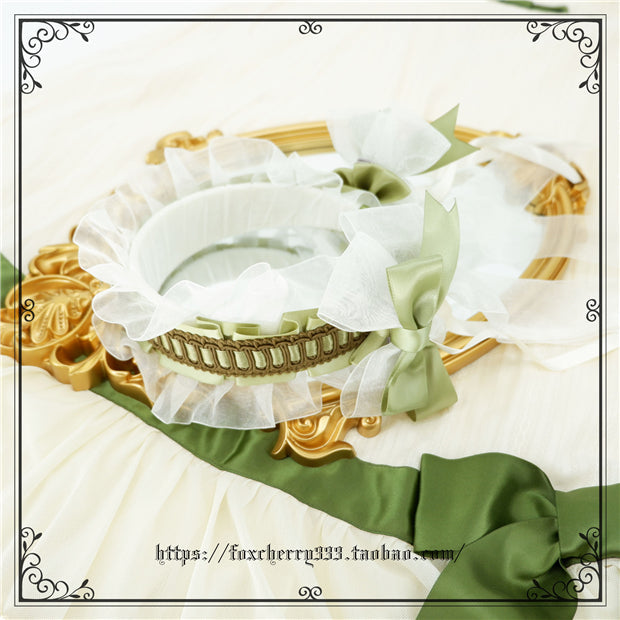 Fox Cherry - Elegant Grass Green Lolita Bow Headdress
