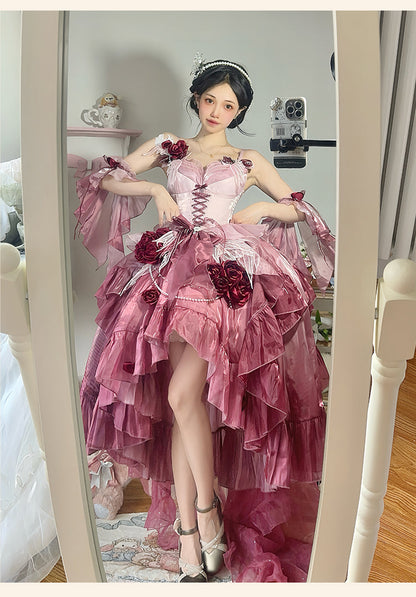 Meowing and Fruity - Swan Wonderland - Fairy Lolita JSK with High-Low Hem